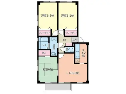 フォブール春日I(3LDK/1階)の間取り写真