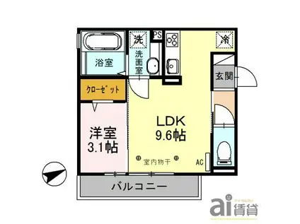 ソフィア(1LDK/3階)の間取り写真