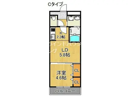 フジパレス我孫子前駅西(1LDK/2階)の間取り写真