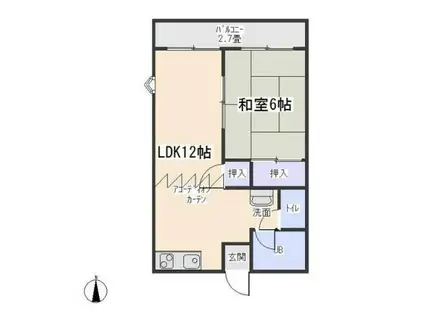 グランパス A棟(1LDK/2階)の間取り写真