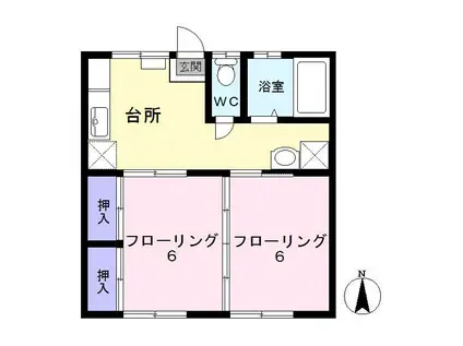 メープルハウスII(2DK/1階)の間取り写真