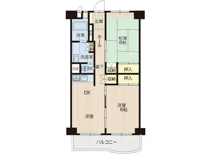 港楽ハイツ1棟(2DK/4階)の間取り写真