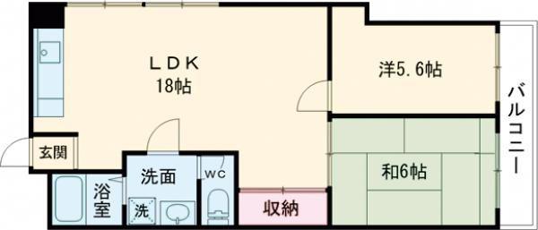 生駒レックスマンション(2DK/4階)の間取り写真