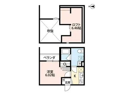 T.A小路東2丁目VIB棟(1K/1階)の間取り写真