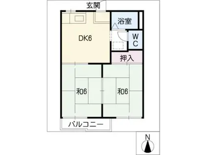 タウニー長谷川(2DK/1階)の間取り写真