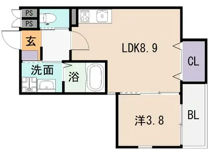 コラッジオ衣摺(1LDK/3階)の間取り写真