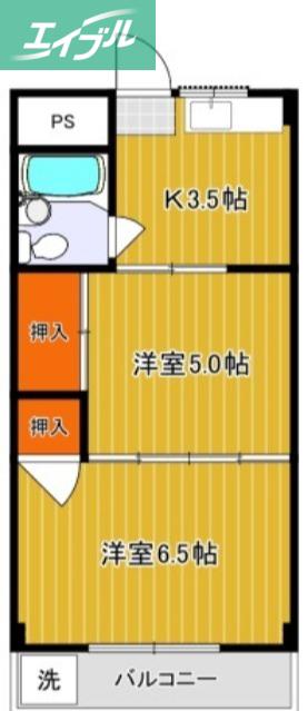 メゾンFUKAI(2K/4階)の間取り写真