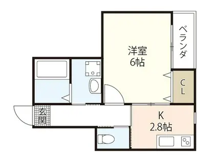 ユニクオーレ五日市I(1K/1階)の間取り写真