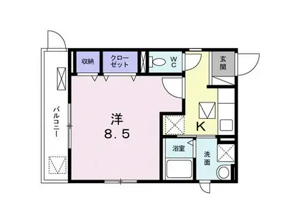 ミニカトレアI(1K/1階)の間取り写真