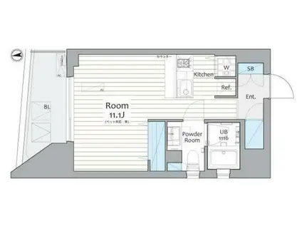 フェリス白金(ワンルーム/3階)の間取り写真