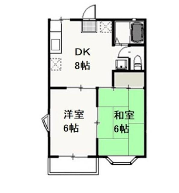 シャトレイーストA(2DK/1階)の間取り写真