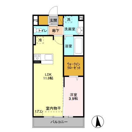 ハイライズ学園の森(1LDK/2階)の間取り写真