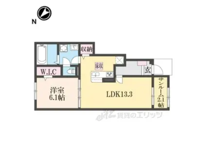 マーベラスフチガキ1(1LDK/1階)の間取り写真
