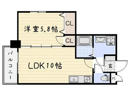 ERIOS COURT 中津口(1LDK/9階)の間取り写真