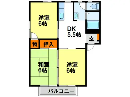 国分ハイツ(3DK/2階)の間取り写真