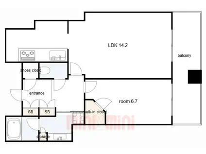 御影タワーレジデンス(1LDK/17階)の間取り写真