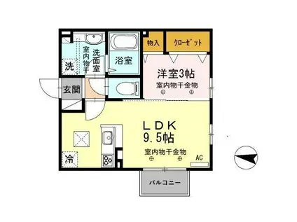 ウィークス(1LDK/1階)の間取り写真