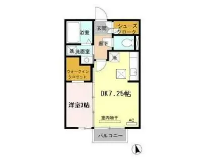 セジュールアラコ A(1DK/1階)の間取り写真