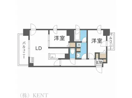 ヴォーネン円山裏参道(2LDK/2階)の間取り写真