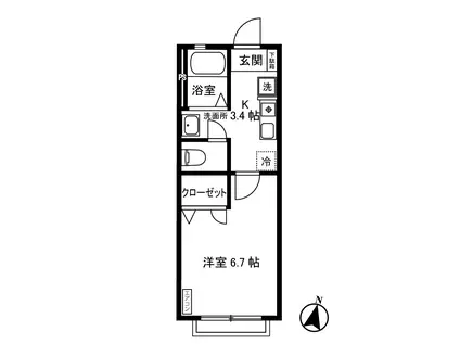 グランメール(1K/2階)の間取り写真