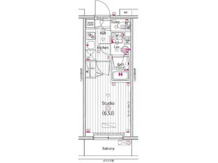 グランドガーラ横浜(1K/5階)の間取り写真