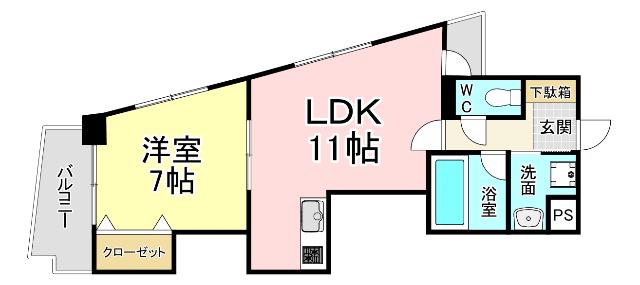 KSK嵐山コアビル(1LDK/4階)の間取り写真