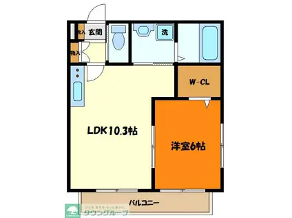 ヴェリテ新百合ヶ丘(1LDK/1階)の間取り写真