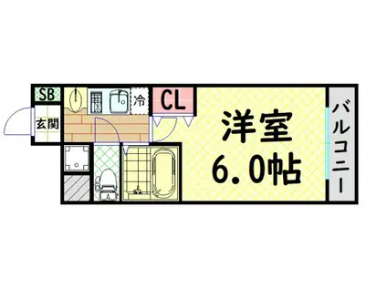 プレサンス難波元町(1K/2階)の間取り写真