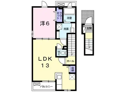 ロワール戸崎(1LDK/2階)の間取り写真