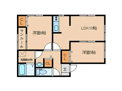 セトル・ダウン(2LDK/2階)の間取り写真