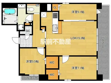 S-RESIDENCE大手門AWESOM(3LDK/8階)の間取り写真