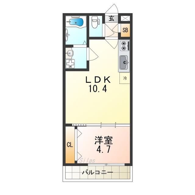 TKアンバーコート浜寺III(1LDK/2階)の間取り写真