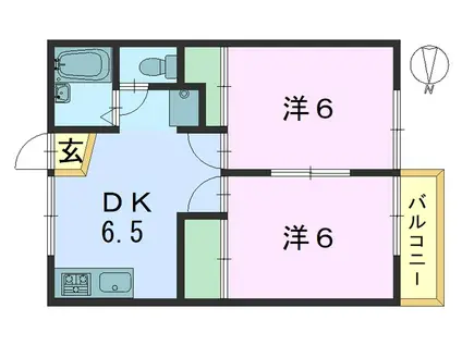 MSグリーンハイツ當麻(2DK/1階)の間取り写真