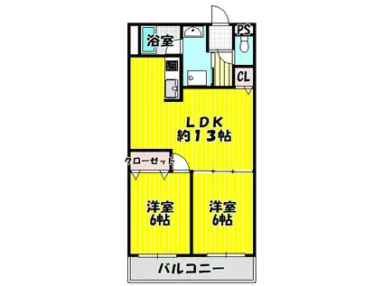 シィダーヴィレッジ(2LDK/2階)の間取り写真
