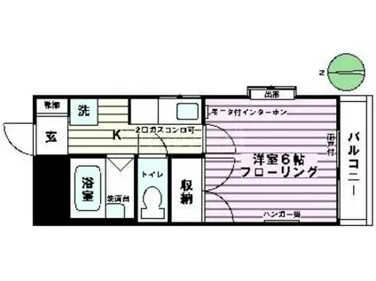 カスティージョ日吉(1K/1階)の間取り写真