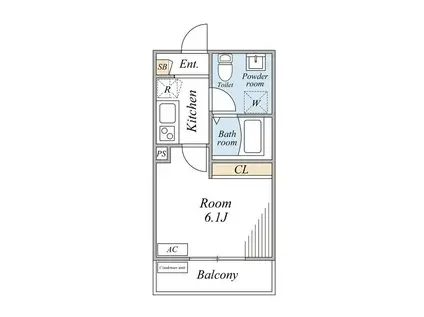 埼玉県飯能市栄町1丁目(1K/3階)の間取り写真