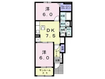 フラン・ボヌール(2DK/1階)の間取り写真