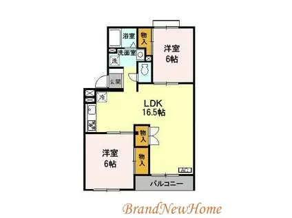 プレザント花田(2LDK/2階)の間取り写真