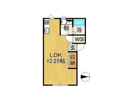 弘南鉄道大鰐線 弘高下駅 徒歩8分 2階建 築8年(ワンルーム/1階)の間取り写真