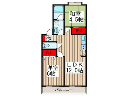 サンライトハイツII(2LDK/2階)の間取り写真