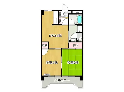 パラダイスマンション(2DK/5階)の間取り写真