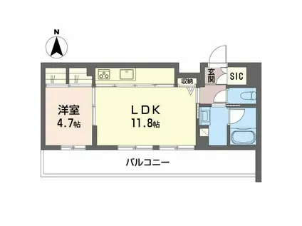 TERRACE米ケ袋(1LDK/1階)の間取り写真
