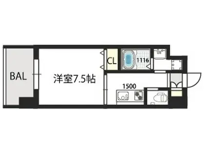 グランドゥーエ永和駅前(1K/7階)の間取り写真