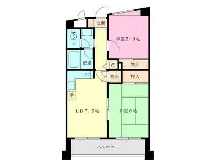 グリーンレジデンスヤシマ(2LDK/2階)の間取り写真
