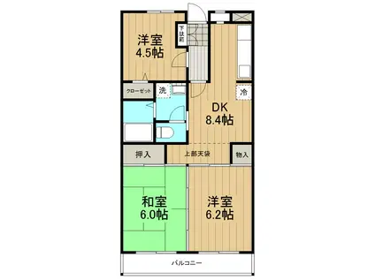 フローラ湘南A(3DK/3階)の間取り写真