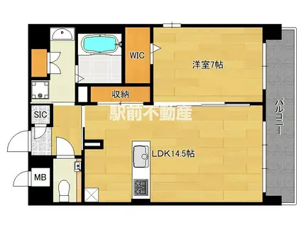 S-RESIDENCE大手門AWESOM(1LDK/13階)の間取り写真