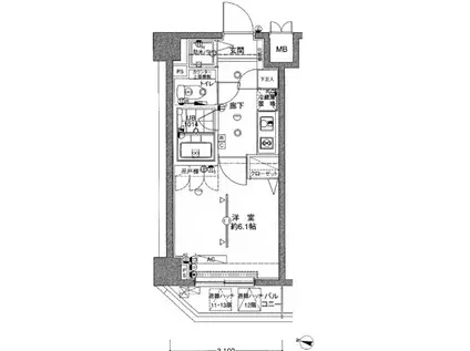 ブライズ荏原中延(1K/12階)の間取り写真
