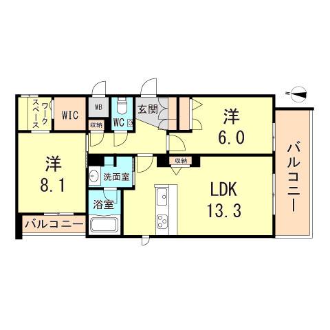 シャーメゾンMAYA岡本(2LDK/3階)の間取り写真