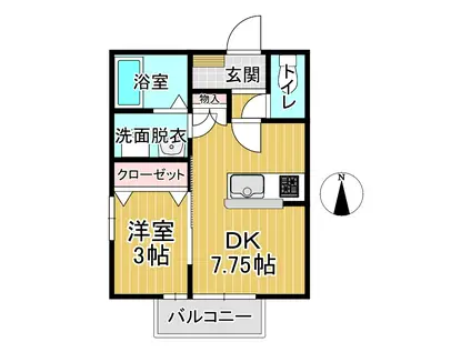 SERENO RILASSA (1DK/2階)の間取り写真