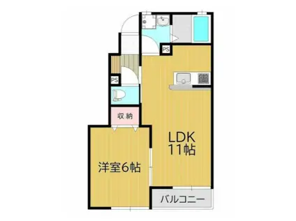 ウッディバード庭瀬 102(1LDK/1階)の間取り写真